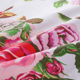 DaDa Bedding Romantic Roses Flat Sheet Only - Lovely Spring Pink Floral Garden