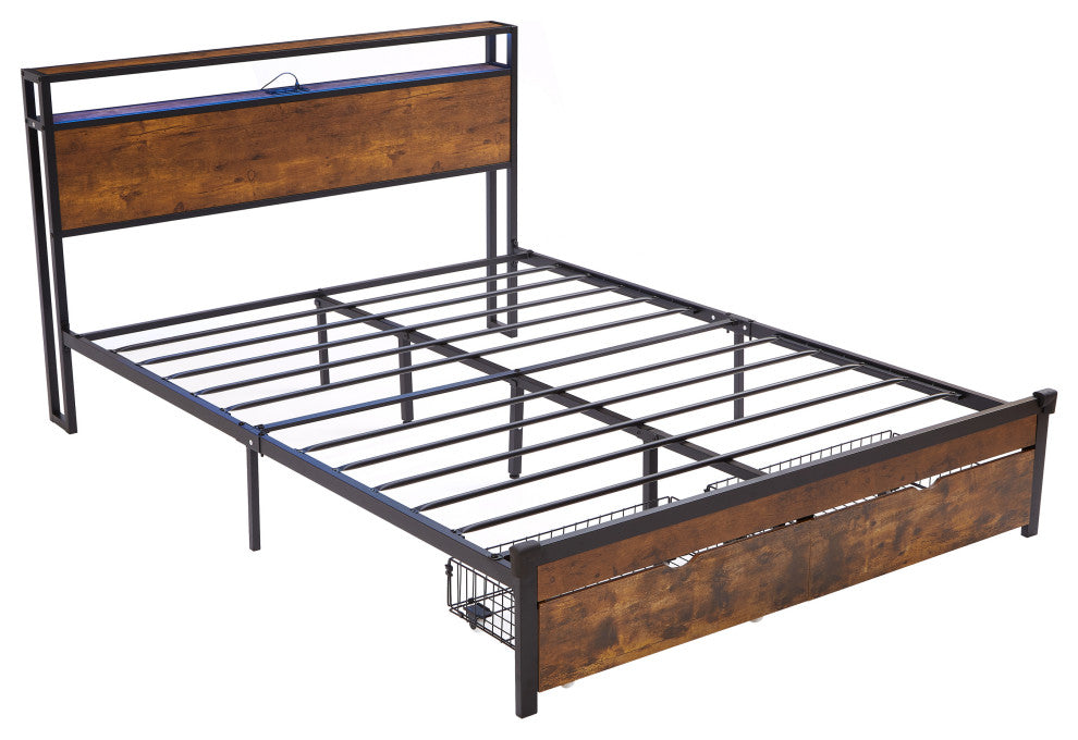 Gewnee Queen Size Metal Platform Bed Frame