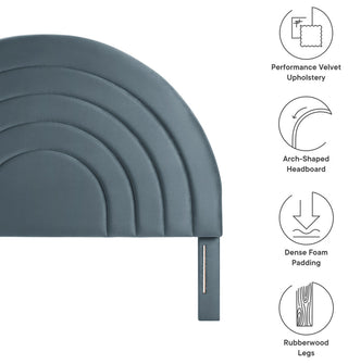 Solana Arched Performance Velvet King Headboard, Cadet Blue