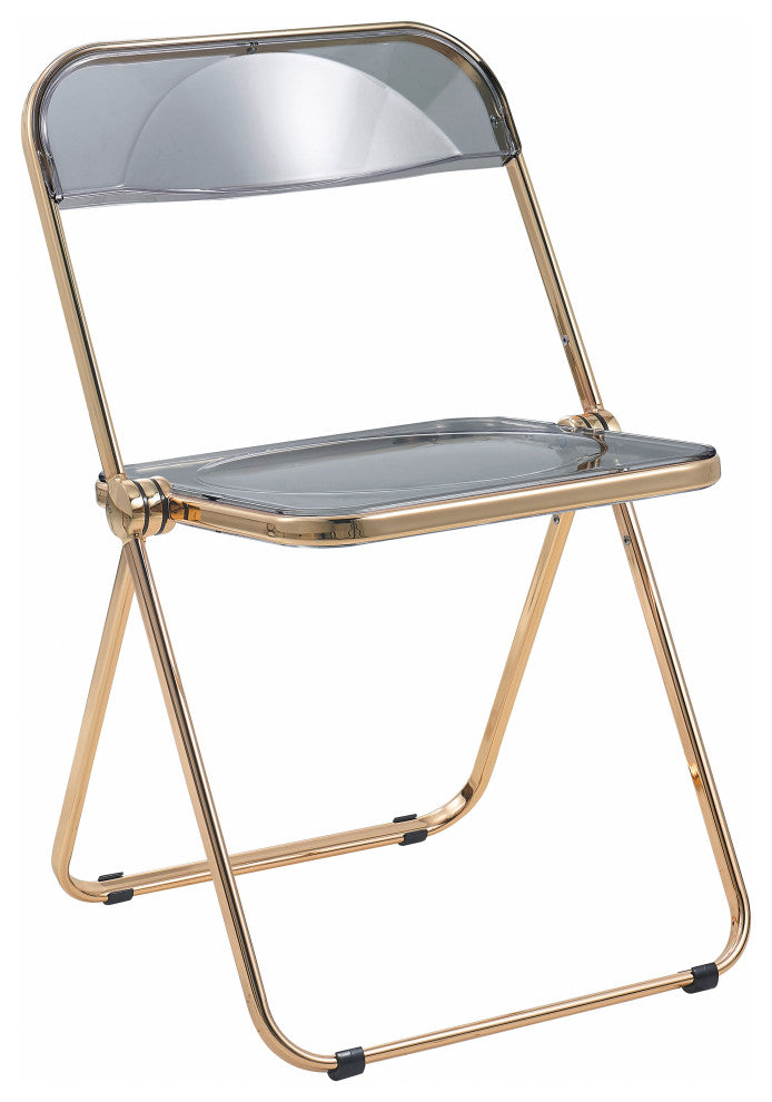 Lawrence Acrylic Folding Chair With Gold Frame, Transparent Black