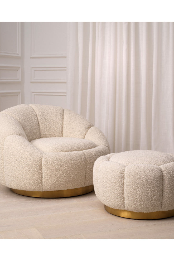 Cream BouclâˆšÂ© Brass Base Swivel Chair | Eichholtz Inger
