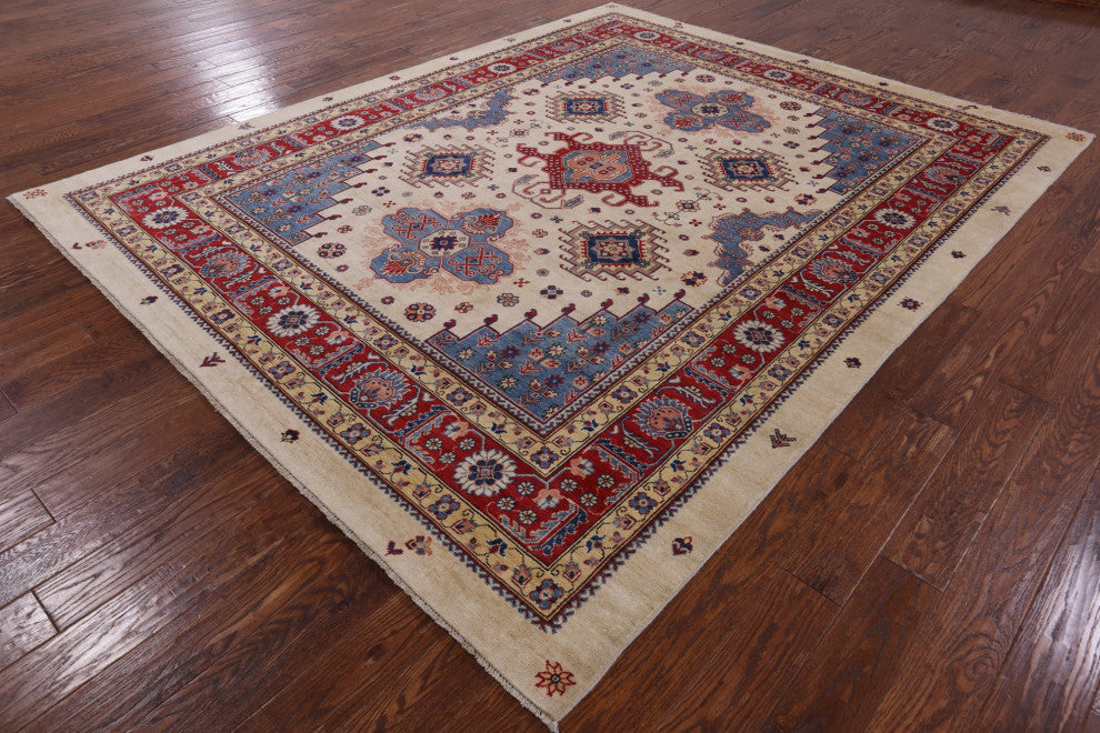 8' 0" X 10' 0" Super Kazak Hand Knotted Rug Q4441
