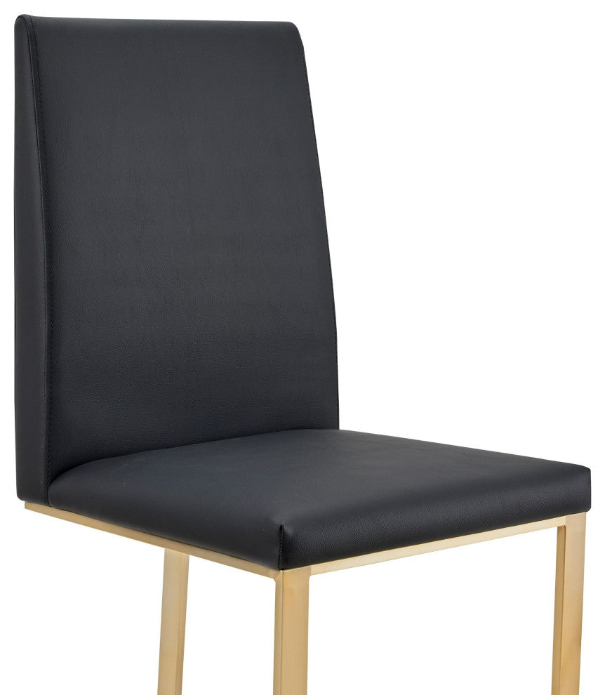 Modrest Frankie Modern Dark Grey Vegan Leather, Antique Brass Dining Chair