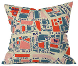 Holli Zollinger Paris Map Blue Outdoor Throw Pillow