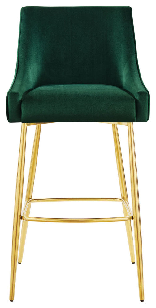 Bar Stool Chair Barstool, Green, Velvet, Modern, Mid Century Bistro Dining