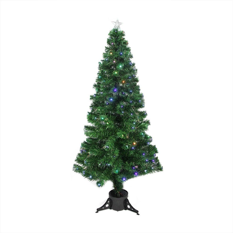 6' Pre-Lit LED Color Changing Fiber Optic Christmas Tree With Star Tree Topper
