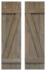 Z Board and Batten Exterior Shutters Pair, Stone Gray, 60"