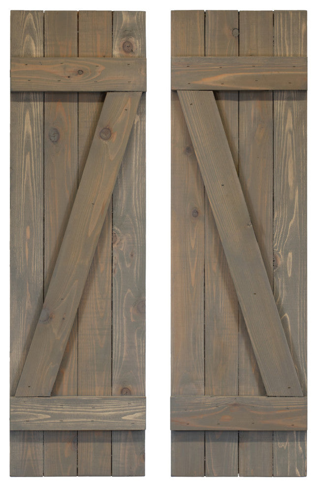 Z Board and Batten Exterior Shutters Pair, Stone Gray, 60"