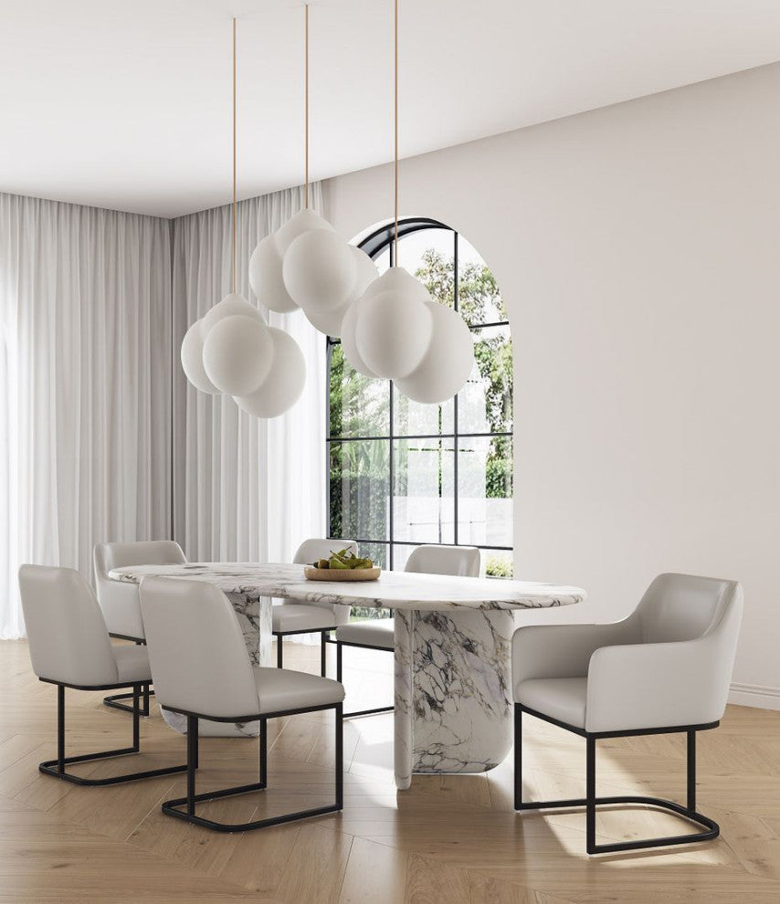 Manhattan Comfort Serena Dining Chair, Set of 6, Light Gray