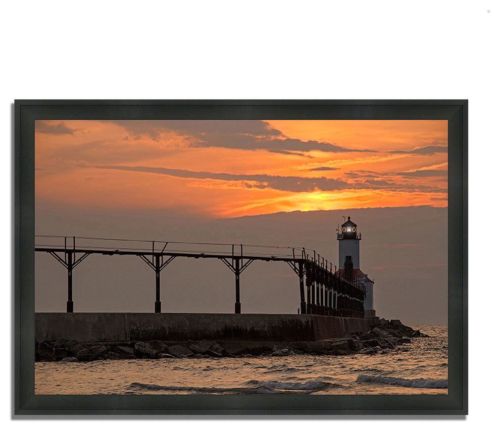"Michigan City East Pierhead", Framed Photograph Print, Ready To Hang