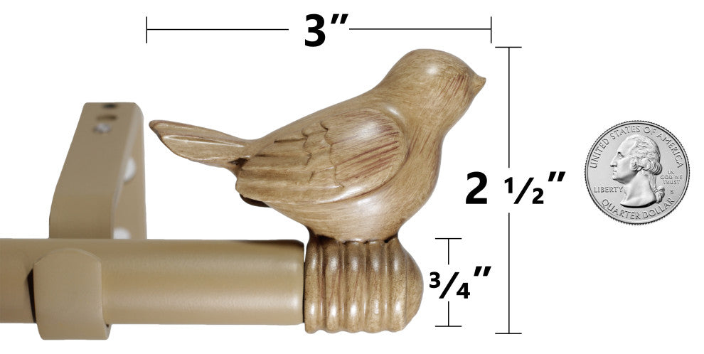 3/4" Bird Adjustable Curtain Rod, Cottage, 84"-120"