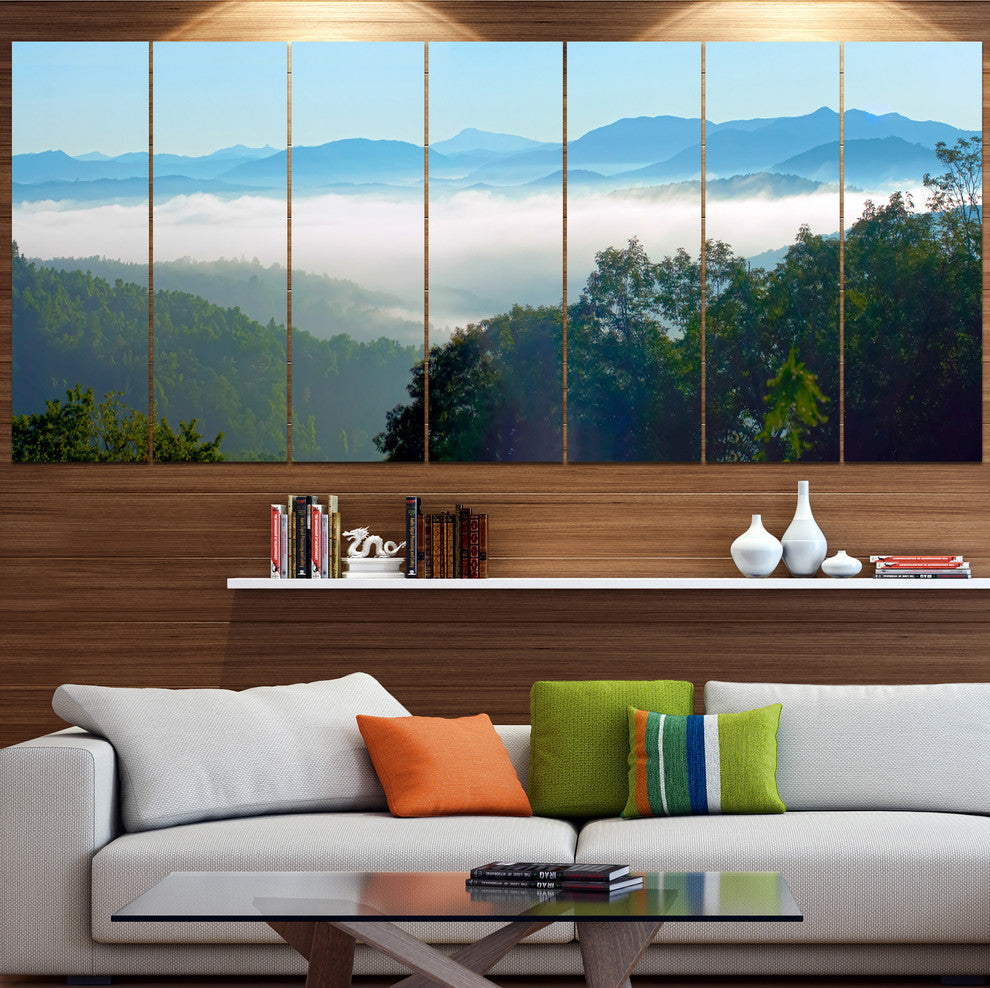 Morning in Blue Ridge Parkway, Landscape Canvas Art Print, 83"x32", 7 Panels