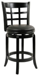Sabi 24 inch Swivel Counter Stool, Solid Wood, Faux Leather, Brown, Black