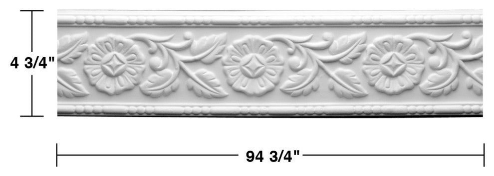 Cornice White Urethane Leaf Design 5 Pieces Totaling 470" Length