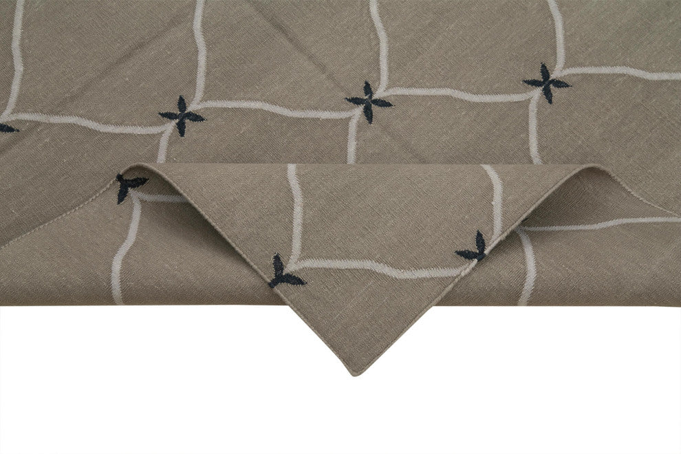 Rug N Carpet - Handmade Wool 3' 7'' x 5' 4'' Modern Design Dhurrie Kilim Rug