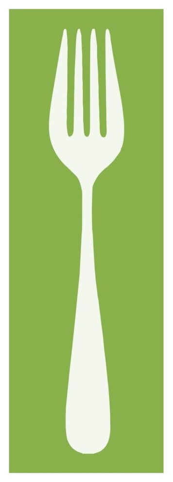"Mealtime: White on Green - Fork" Digital Paper Print by BG.Studio, 14"x38"