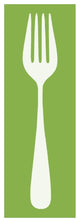 "Mealtime: White on Green - Fork" Digital Paper Print by BG.Studio, 14"x38"