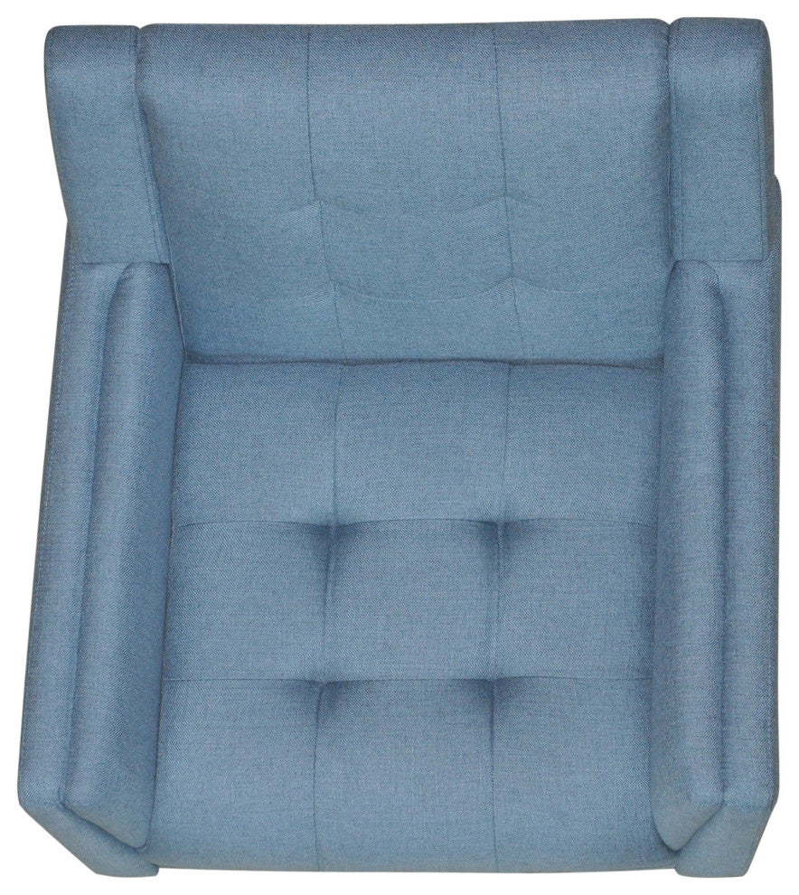 GDF Studio Evelyn Mid-Century Modern Fabric Arm Chair, Blue/Walnut