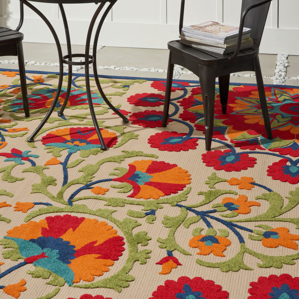 Nourison Aloha 9' x 12' Red/Multi Transitional Area Rug
