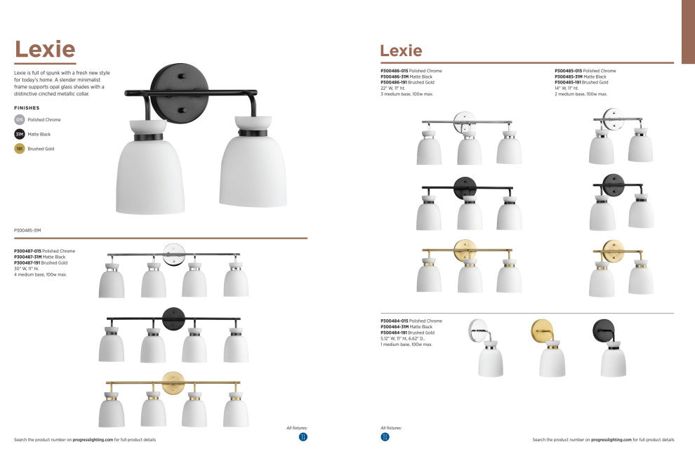 Lexie Collection Contemporary Vanity Light, Brushed Gold