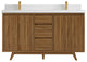 Madison Teak 60 Double Bathroom Vanity in Dark Natural 2" White Quartz