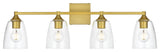 4 Light Brass And Clear Bath Sconce