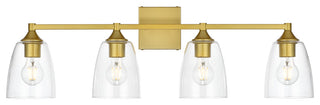4 Light Brass And Clear Bath Sconce