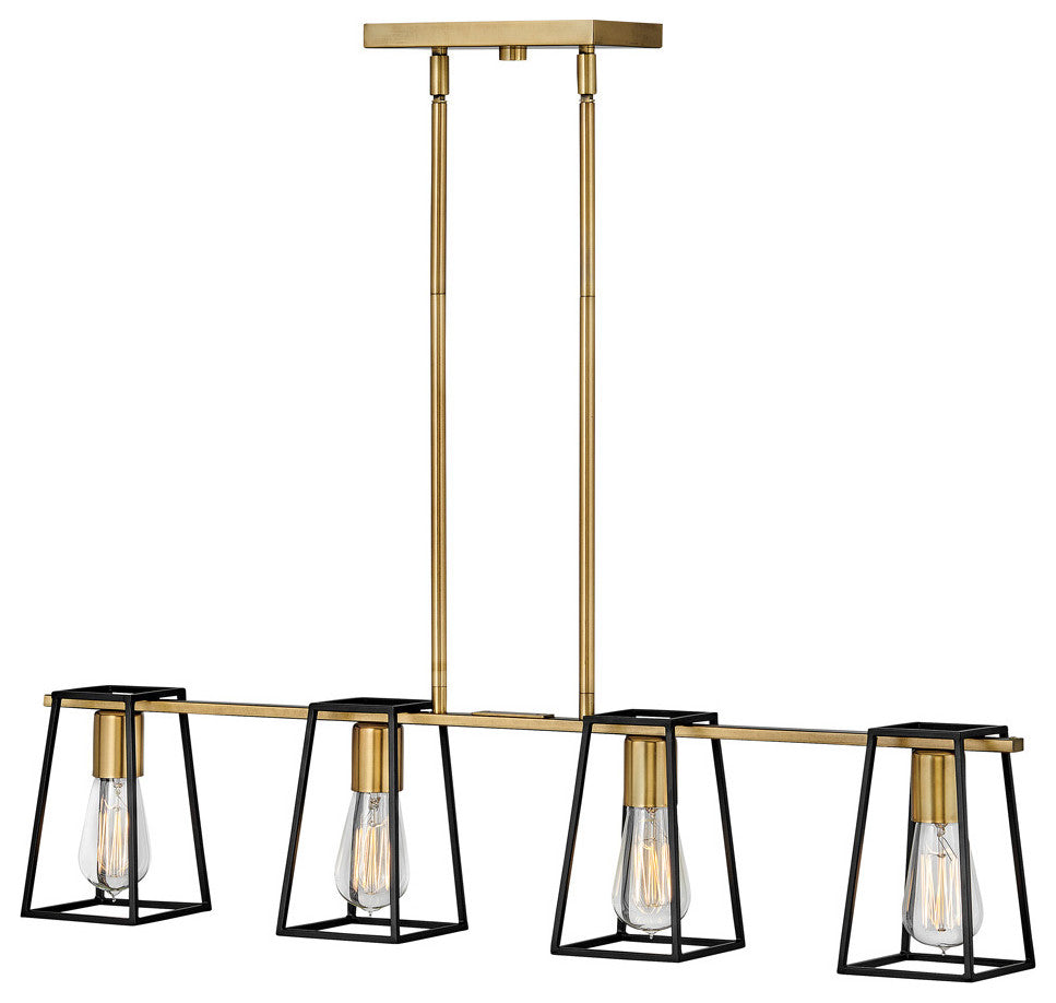Hinkley Filmore Four Light Linear, Heritage Brass