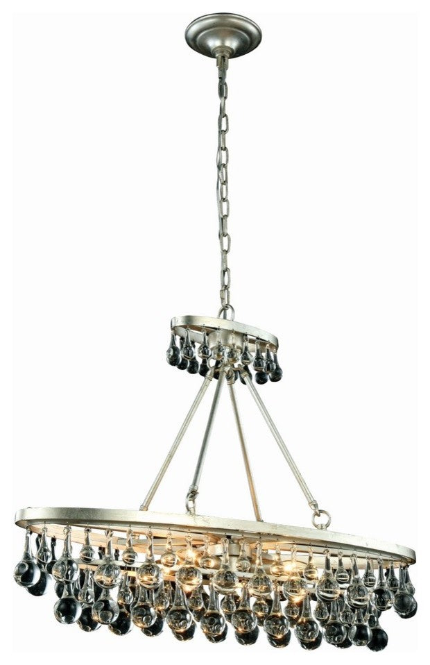Bettina 4-Light Pendant, Silver Leaf, Clear Crystal
