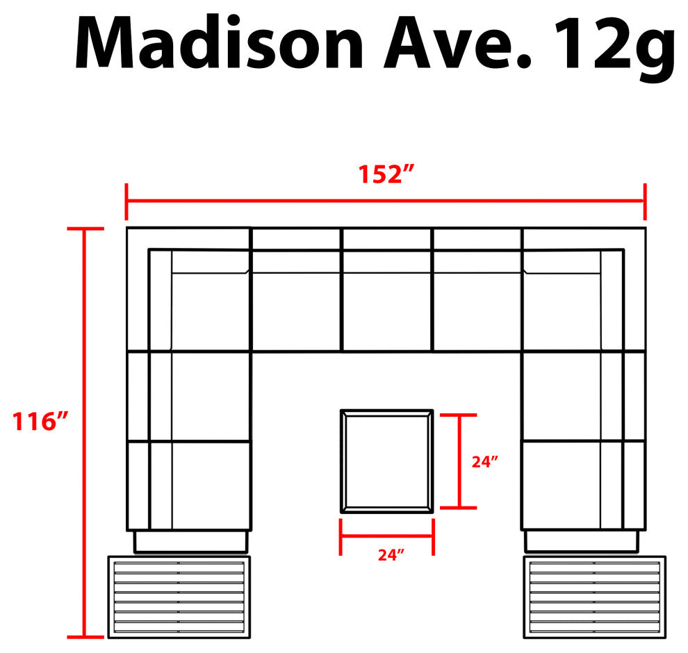 kathy ireland Madison Ave. 12 Piece Aluminum Patio Furniture Set 12g, Tranquil