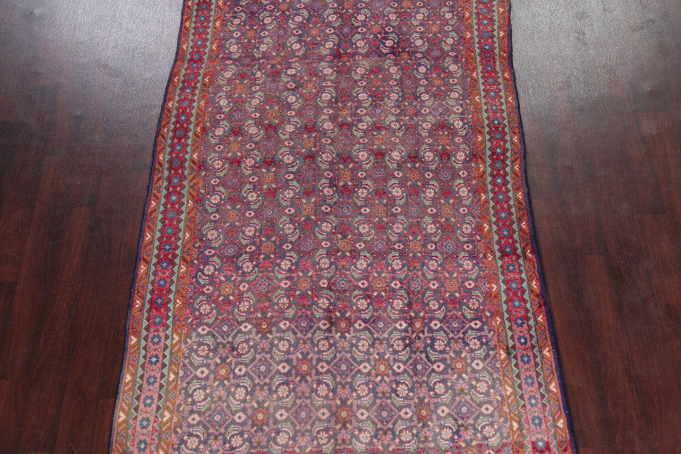 Consigned, Faded Traditional Persian Handmade Vintage-Style Area Rug, Blue, 5x9