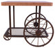 27"x17.71"x22.04" Gray Oak and Antique Metal Tube End Table