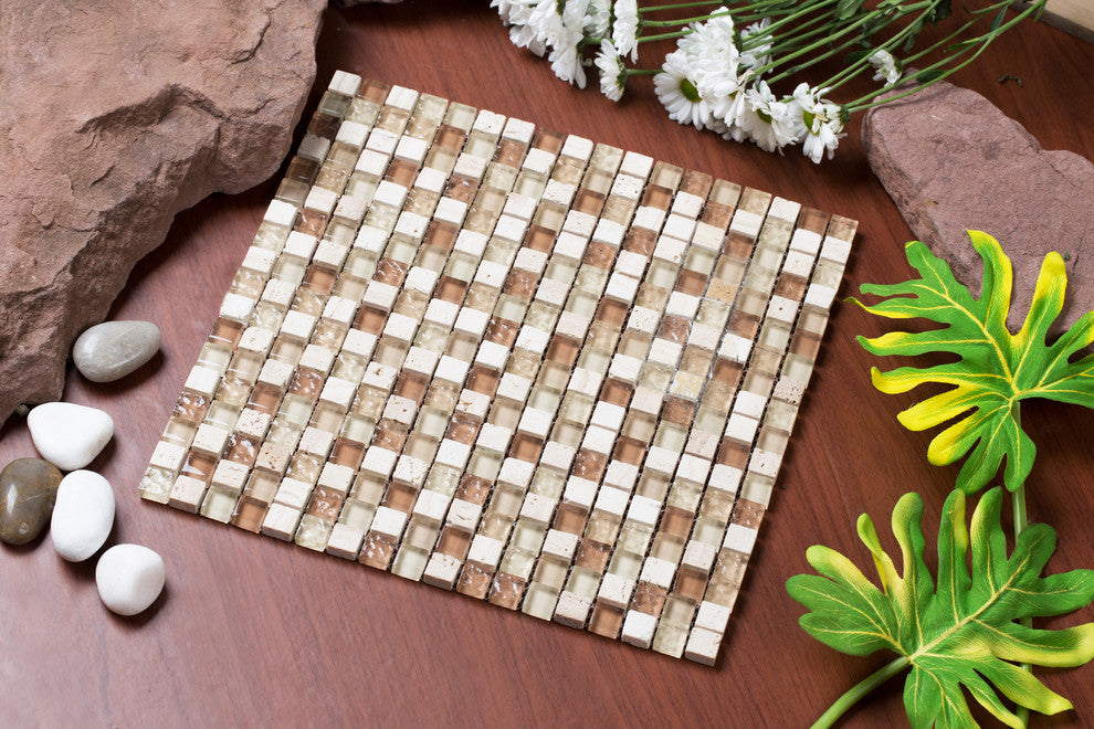 Mesh Pess/Beige Mosaic, 12"x12" Sheets, Set of 10