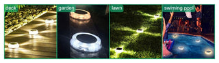 Solar Powered 4-Light Deco Clear LED In-Ground Light, Warm White