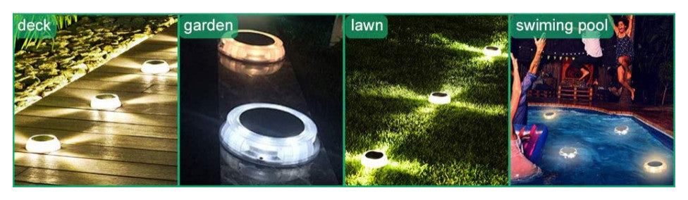 Solar Powered 4-Light Deco Clear LED In-Ground Light, Warm White