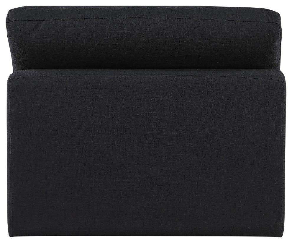 Comfy Beige Linen Textured Fabric Modular Chair, Black, Linen Textured Fabric, Armless Chair