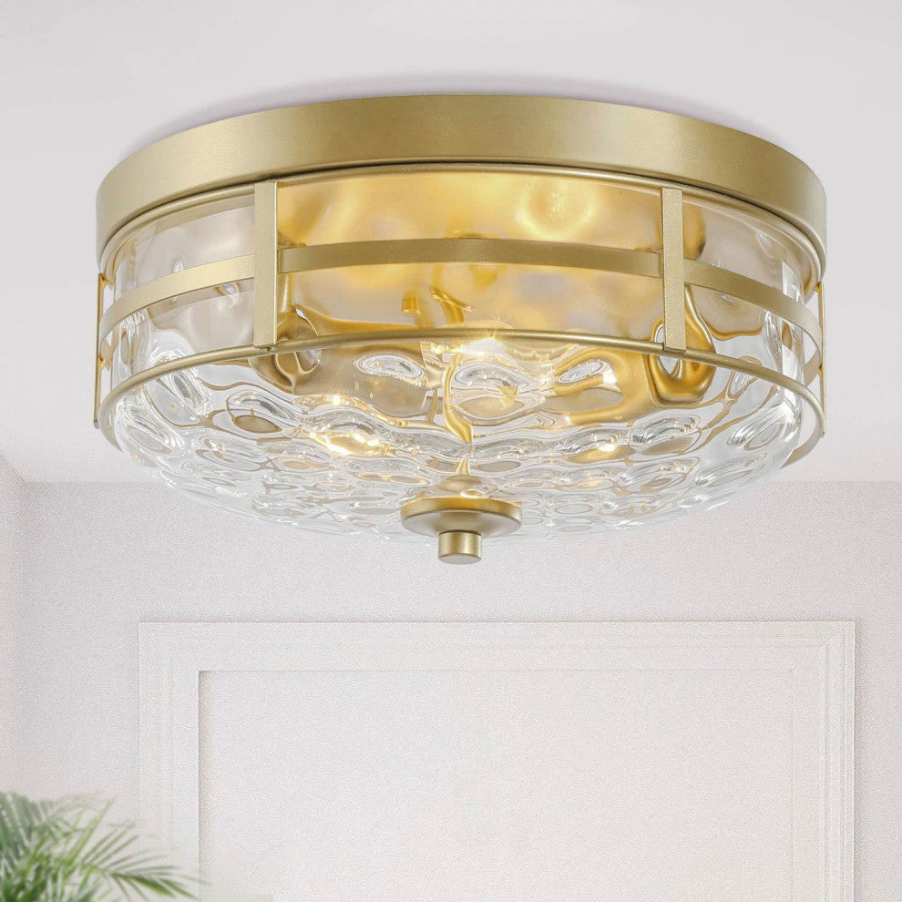 3-Light Flush Mount Ceiling Light, Gold