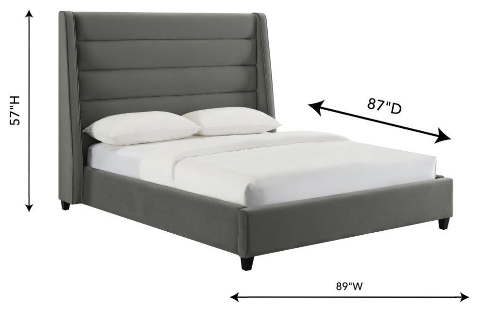 TOV Furniture Koah Grey Velvet Bed in King