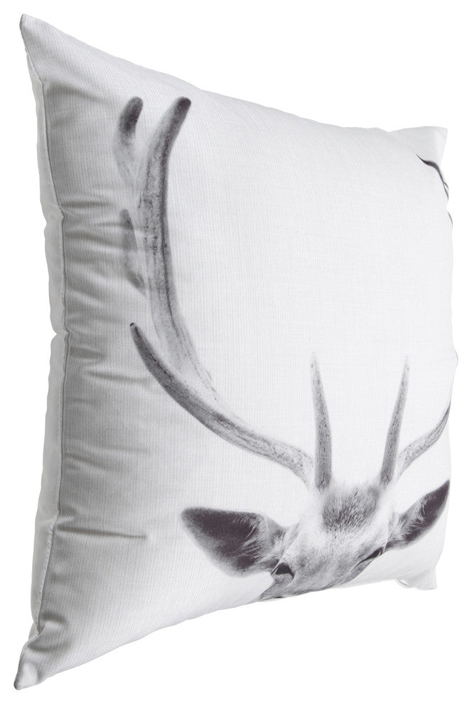 Como Deer Print Throw Pillow Cover, White 24x24