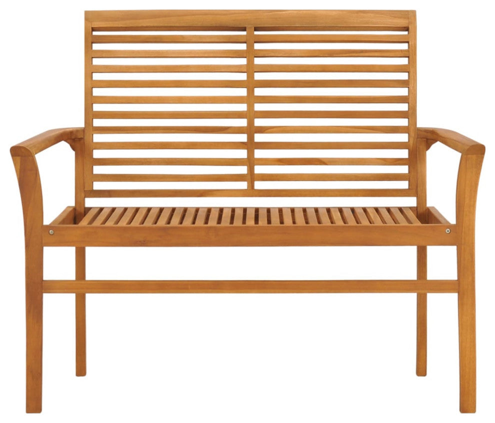 Vidaxl Garden Bench With Red Cushion 44.1" Solid Teak Wood
