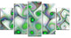 White Green Pattern with Swirls, Contemporary Wall Art Canvas, 60"x32", 5 Panels