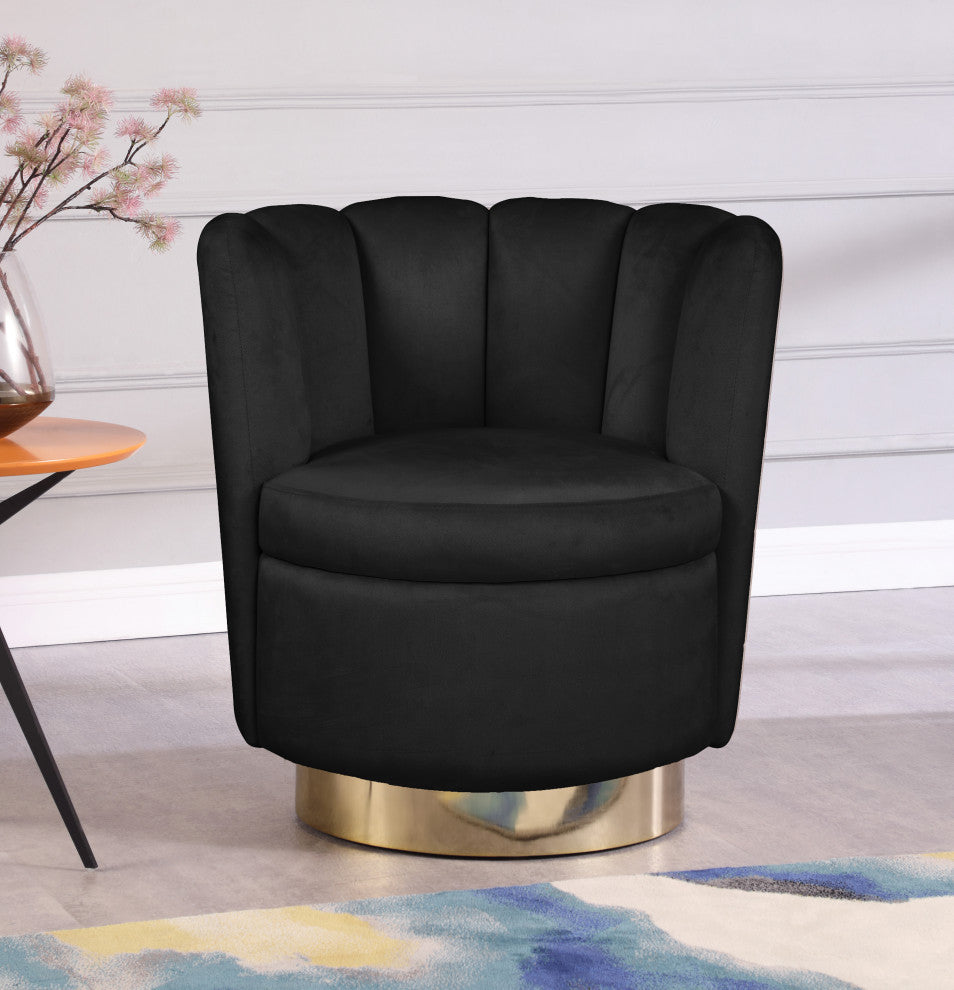 Lily Velvet Upholstered Accent Chair, Black