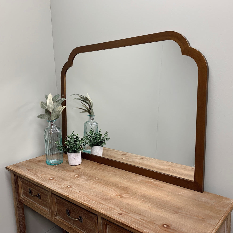 Verdon Framed Mantel Mirror, Clover Cathedral, 38.4"x27.4", Autumn Bronze