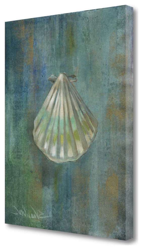 36" Blue Seashell Giclee Wrap Canvas Wall Art