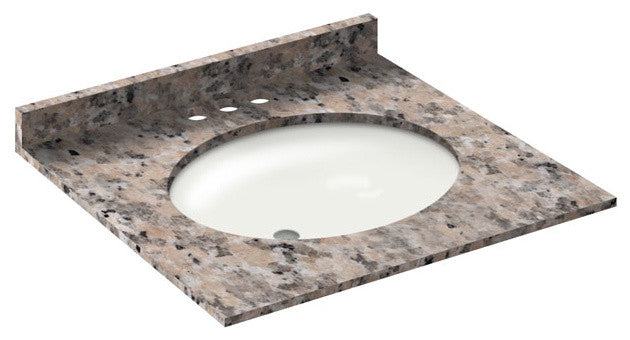 25x22 Burlywood Granite Vanity Countertops, 4 Faucet Spread