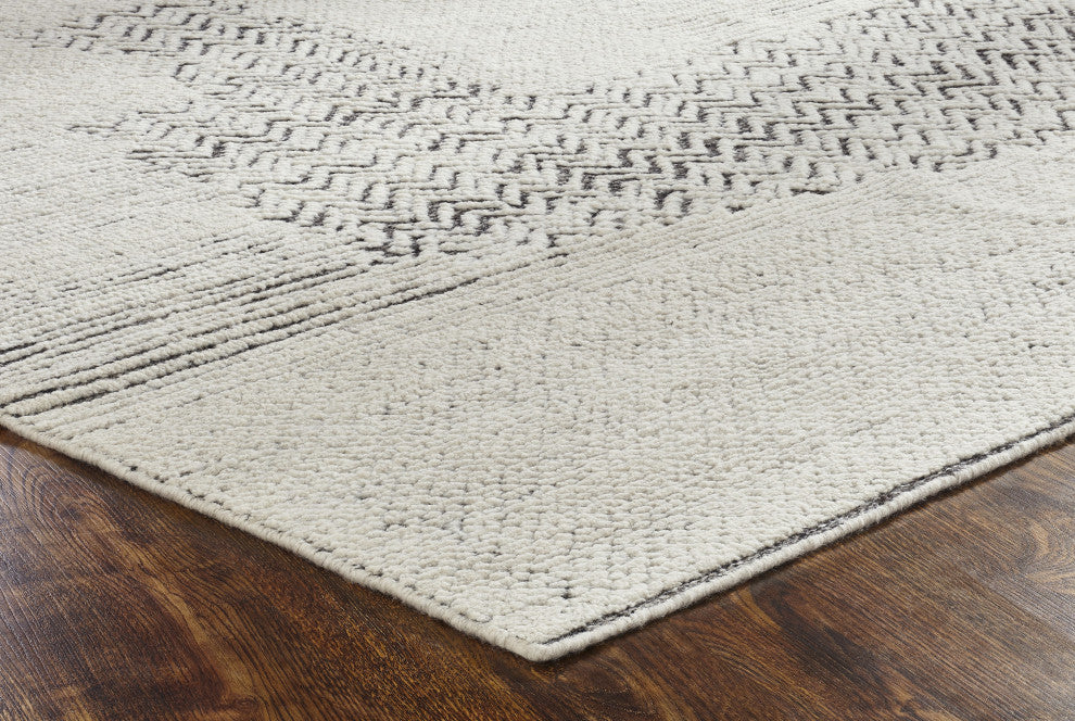 Ivory Contemporary Geometric Modern Winter Area Rug
