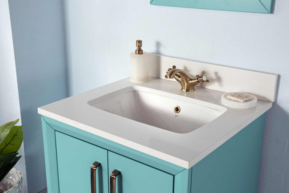 Fabia Collection 24" Bathroom Vanity With Sink, Mirror, Countertop, Turquoise