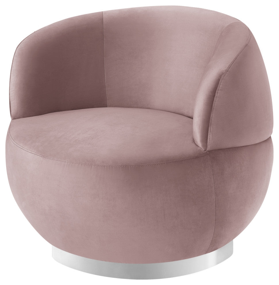 Inspired Home Shaniyah Accent Chair, Swivel, Blush/Chrome Velvet