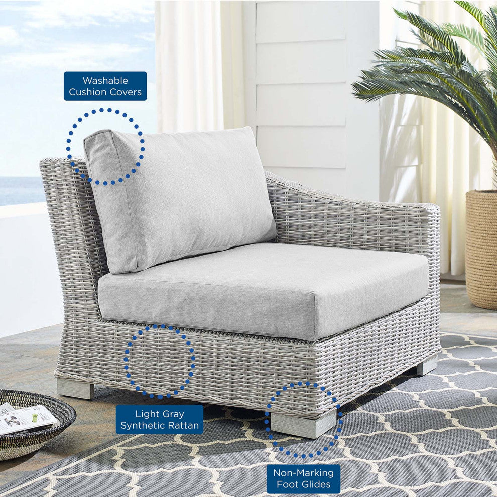 Lounge Chair, Sunbrella, Rattan, Wicker, Gray, Modern, Outdoor Patio Cafe