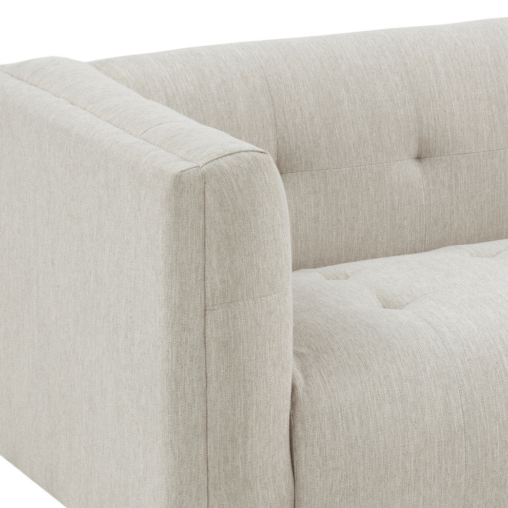 Plano Mid-Century Modern Tufted 3-Seater Sofa, Light Gray/Dark Brown, Beige/Dark Brown